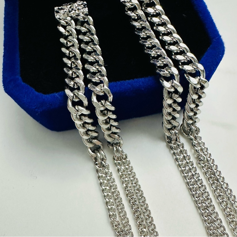Chic Silver-Tone Multi-Chain Tassel Drop Earrings - Picture 7 of 14